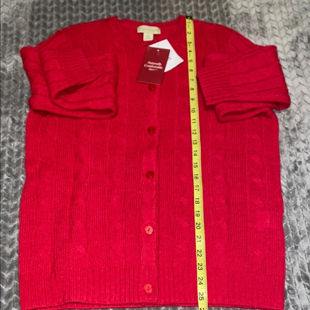 NWT 100% Wool Button Down Red Cardigan Sweater. Size Small. - Picture 11 of 11